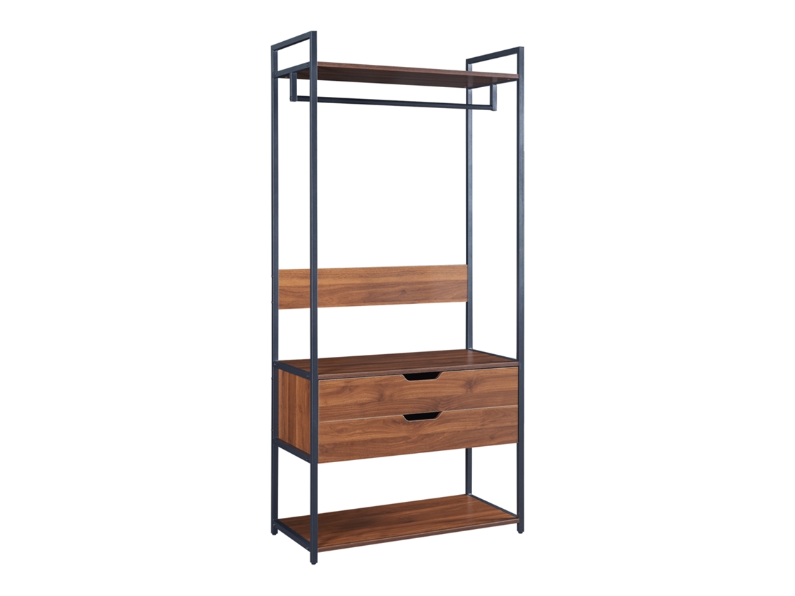 Perchero burro Larem 180x84x40cm con 2 compartimentos - Efecto nogal [EN.CASA]