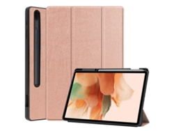 Funda Yuysan para Samsung Galaxy Tab S7 Lite T730/T735 con triple soporte y función de reposo/activación (oro rosa)
