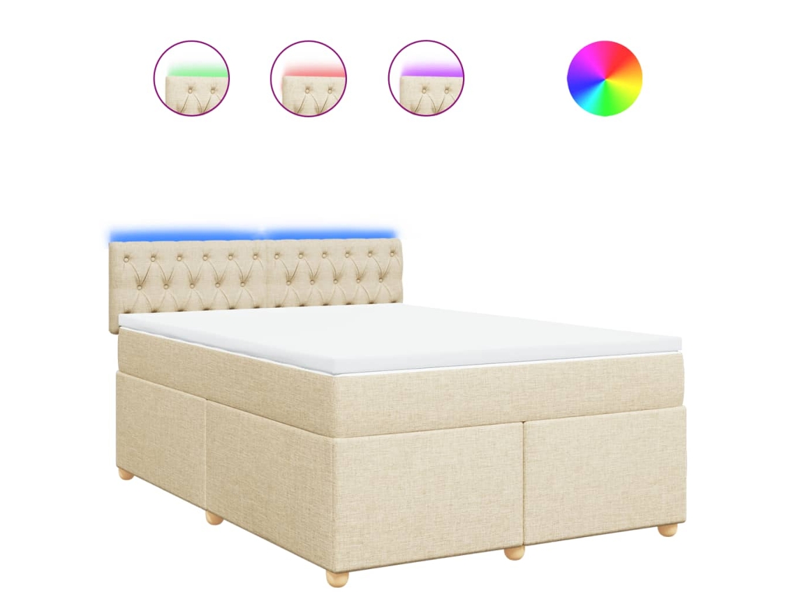 Maison Exclusive - Cama Box Spring Con Colchón Tela Color Crema 140x200 Cm