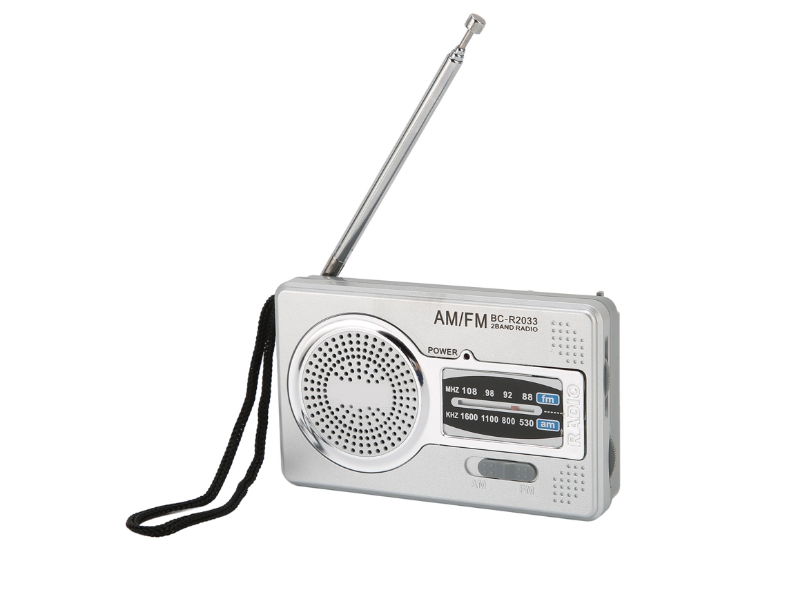 Rádio De Transistor Am Fm Portátil De Bolso Com Alto-falante E Jack De Fone De Ouvido Cinza Prateado