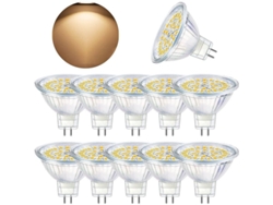 Bombilla Led Gu5.3 Mr16 De 12 V Y 3 W (equivalente A 30 W), Luz Blanca Cálida De 3000 K, No Regulable, Paquete De 10 Unidades.
