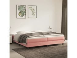Cama Box Spring Con Colchón Terciopelo Rosa 200x200 Cm