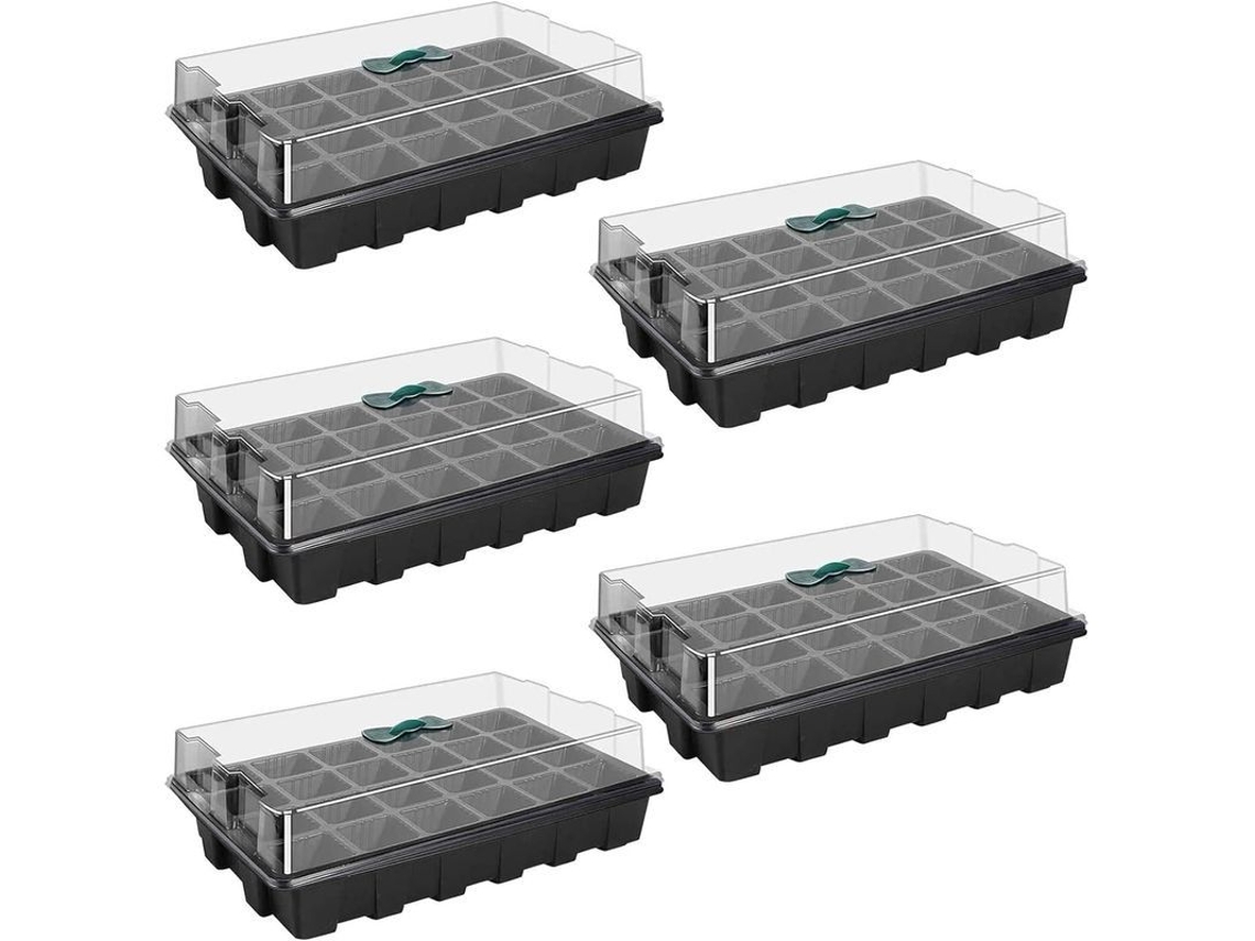 2026-bandejas De Germinación 5 Piezas 24 Celdas Con Tapa Plástica Para Plantas Hortalizas Frutas Jardín Balcón