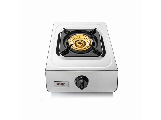 Haeger Safine Cocina gas con tecnología patentada encendido piezo doble quemador bronce 110mm cuerpo inox pies antideslizantes y base para sartenes grandes. de portatil nº 1 90mm