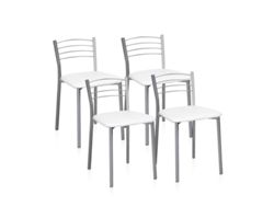 Conjunto de 4 Cadeiras DUEHOME Chef-S (Cinzento - PVC e Pele Sintética - 40 x 63 cm)