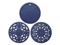 Juego de 3 manteles individuales americanos, aislantes térmicos, antideslizantes y resistentes a los huecos, para mesa de comedor, color azul, Nostalgia88