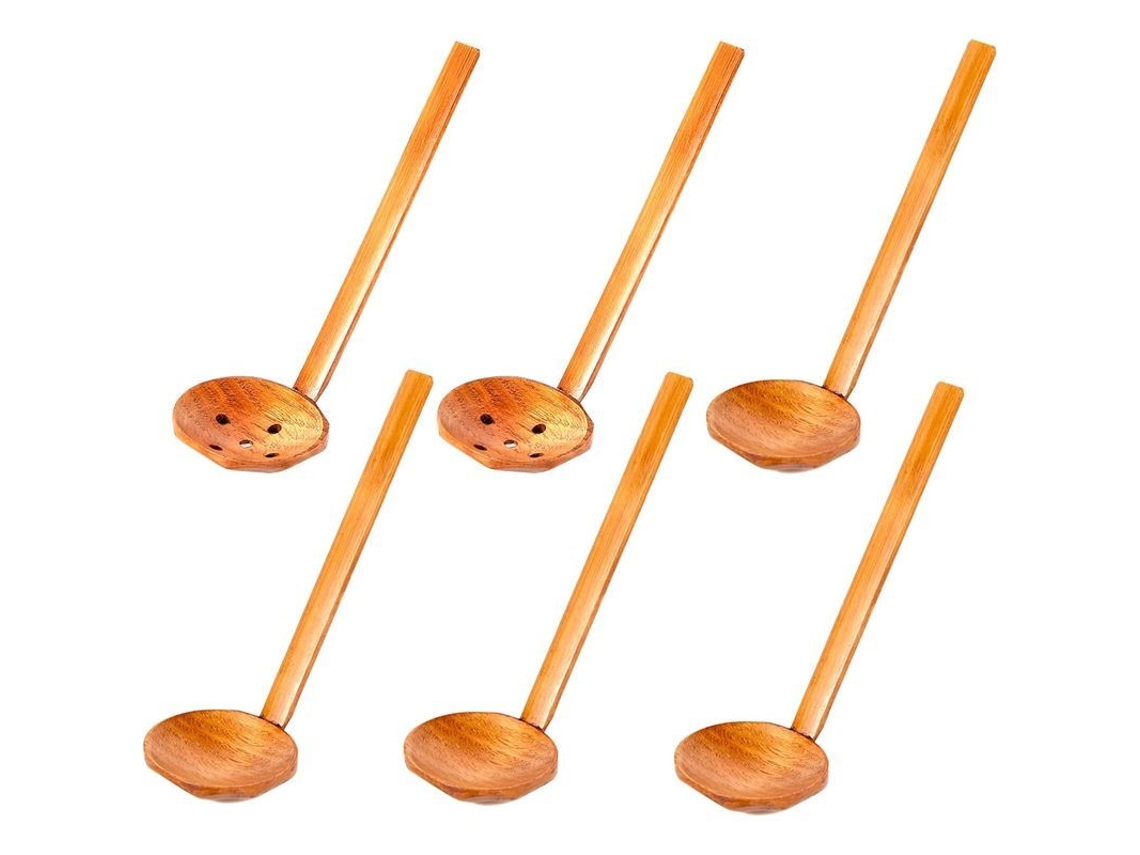 Cucharas De Madera Para Sopa Con Mangos Largos, 6 Cucharas De Madera Natural De Primera Calidad Con Forma De Tortuga Para Uso Doméstico.