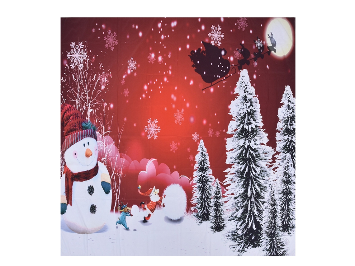 Tapiz navideño con árbol, Papá Noel y muñeco de nieve, 230 x 180 cm