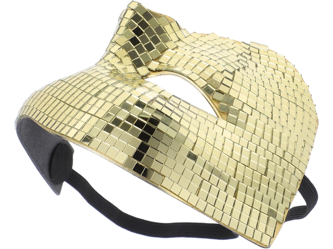 Máscara De Discoteca Brillante Con Lentejuelas Y Espejo Para Fiesta De Disfraces De Halloween, Baile De Máscaras Dorado