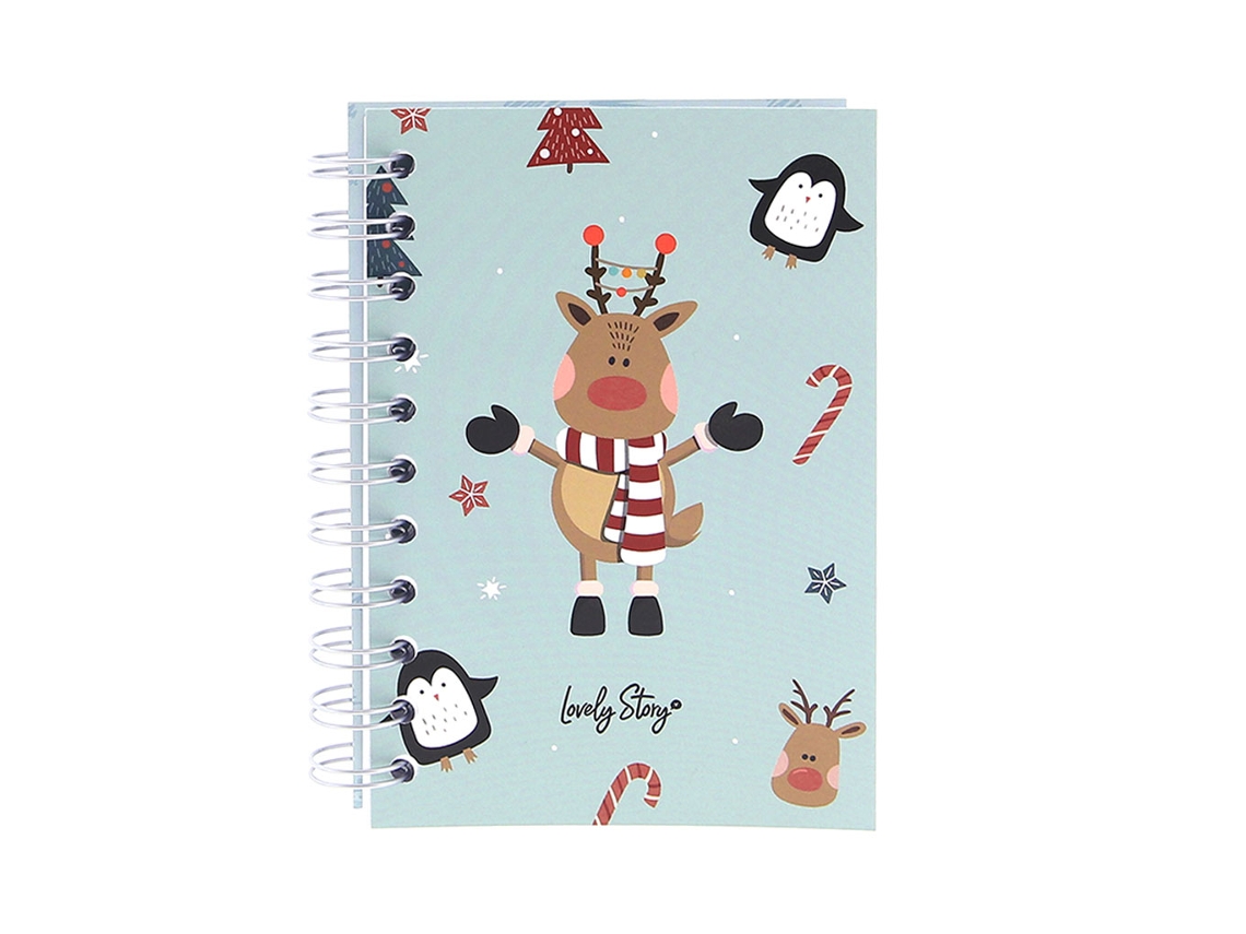 Cuaderno A6 Espiral LOVELY STORY Navidad Lisa Reno A62440Mt