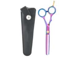 Tijeras De Peluquería Para Afinar Pelo De Acero Inoxidable Con Funda De Cuero Pu Cortar Y Afinar Pelo