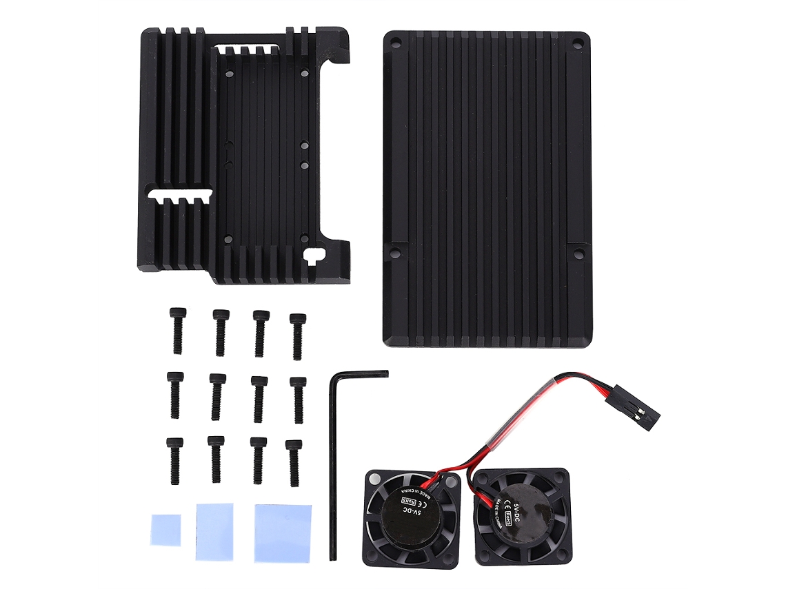 Disipador de calor de aluminio con 2 ventiladores para Raspberry Pi S/BRAND