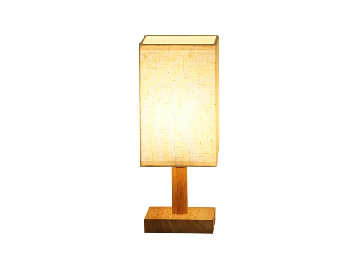 Lámpara De Mesilla De Noche Minimalista Moderna Con Protección Ocular, Usb, Bambú, Beige, Blanco