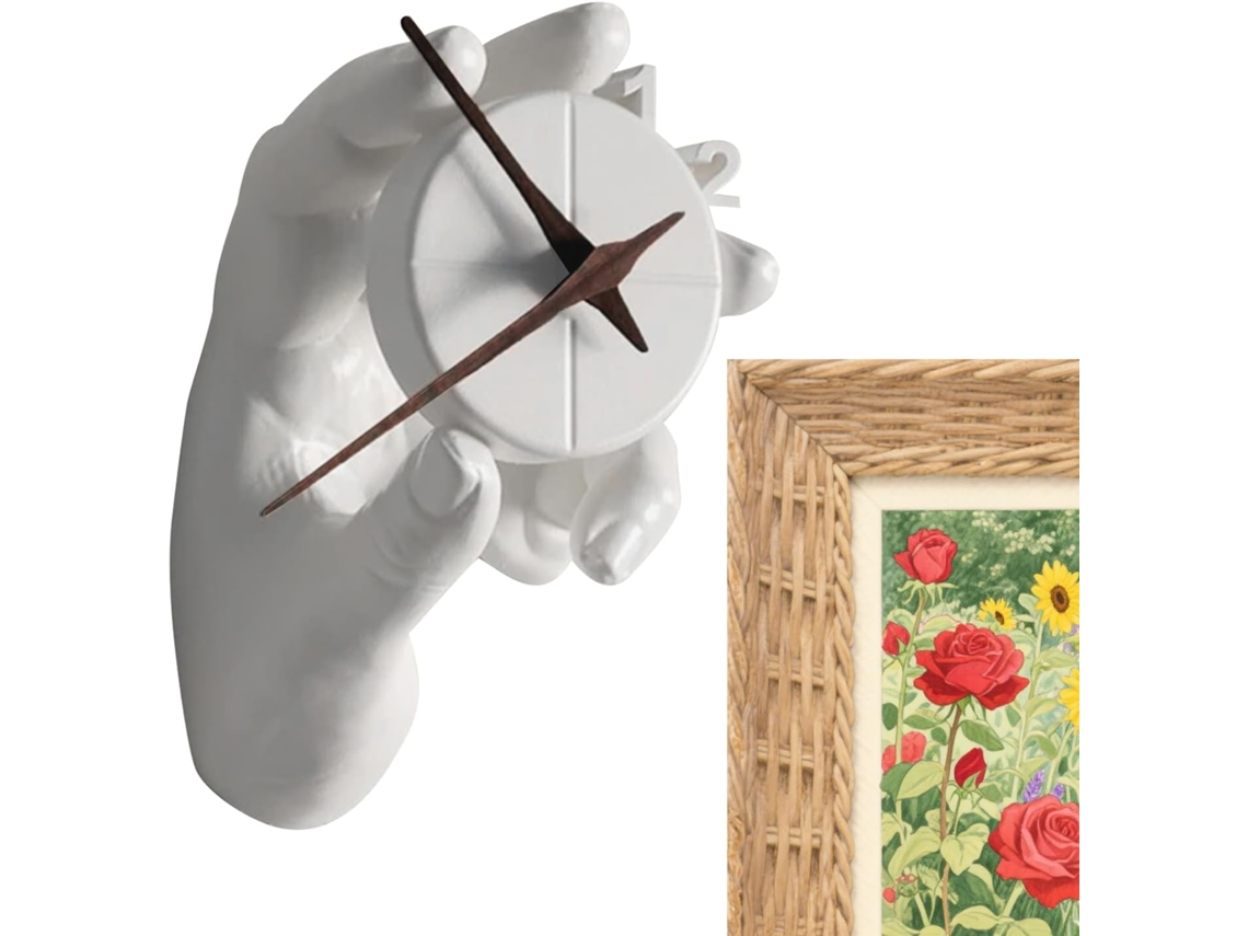 Reloj con agujas en relieve, reloj 3D contemporáneo, mecanismo silencioso de resina con soporte. Gokoco
