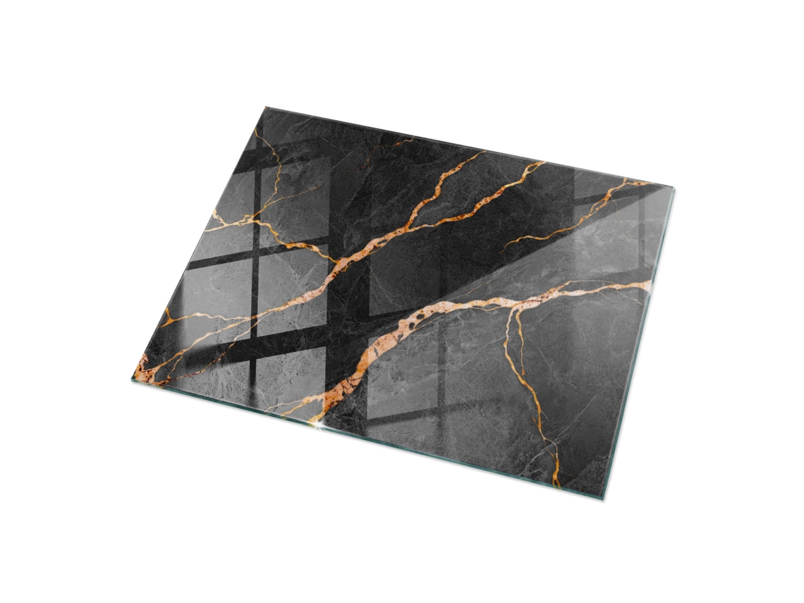 Tablero de mesa rectangular de Espelharte (120 x 80 cm - Diseño de mármol con vetas - Negro)
