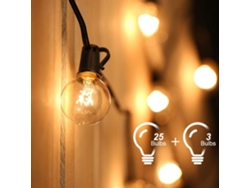 Guirnalda De Luces Exteriores Conectable, 7,6 M, 25 Bombillas G40 Con 3 Bombillas De Repuesto Para Fiestas, Jardines, Bodas Y Patios