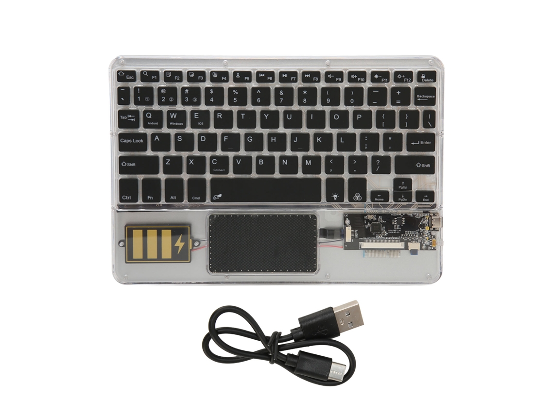 Teclado Bluetooth Sem Fio Multifuncional Acrílico Para Windows Android Ios Preto Portátil