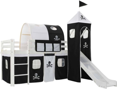 vidaXL Estructura de cama infantil con tobogán y escalera pino 97x208 cm
