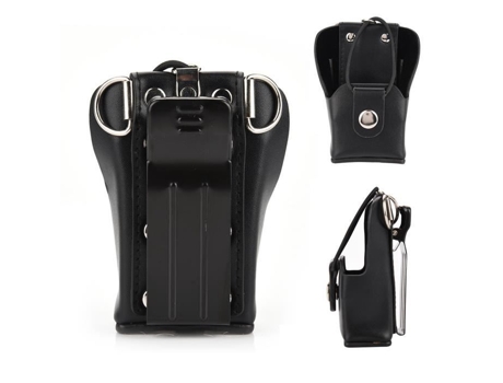 HURRISE Funda de Radio de Cuero para GP328Plus/GP338Plug/GP344/GP388 Radio Walkie Talkie con Sonido de Video