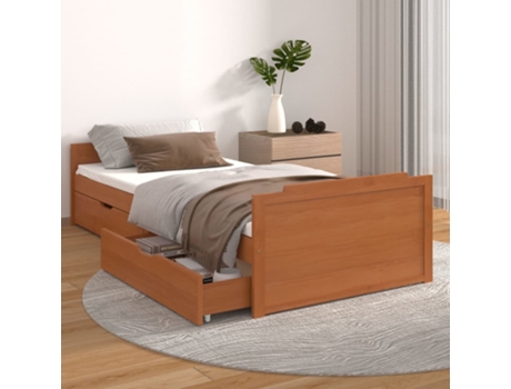 vidaXL Estructura de cama con cajones pino macizo marrón miel 90x200 cm