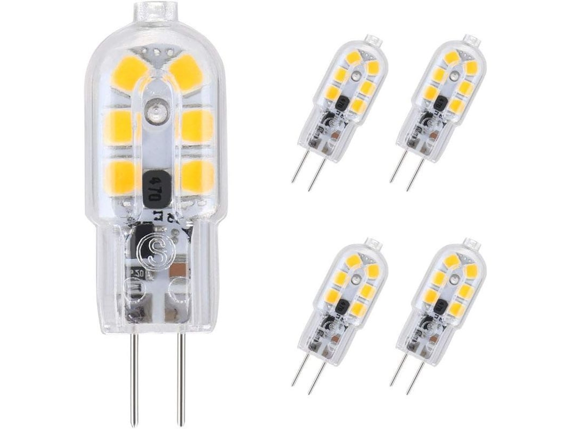 Bombilla Led G4, Paquete De 5, Blanco Cálido Equivalente A 30 W, 3 W 12 V 180 Lúmenes 3000 K clase Energética F
