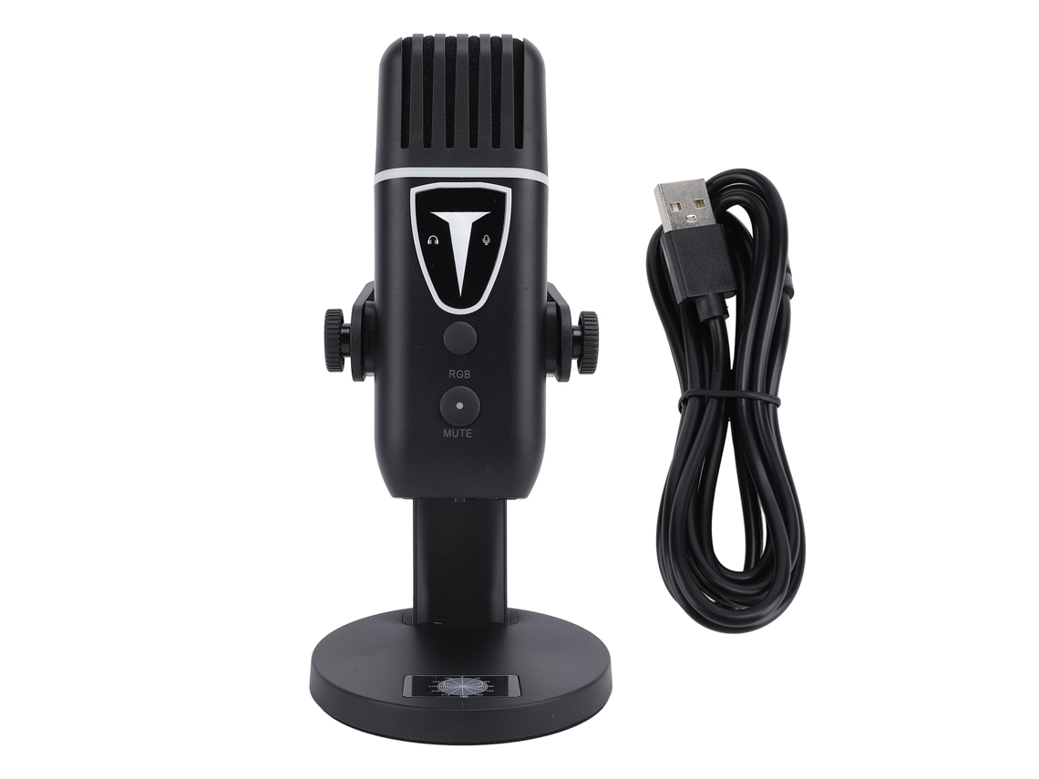Micrófono Usb Para Juegos Con Función De Condensador, Silencio Rápido, Luz Ambiental Y Ajuste De Ganancia Para Pc