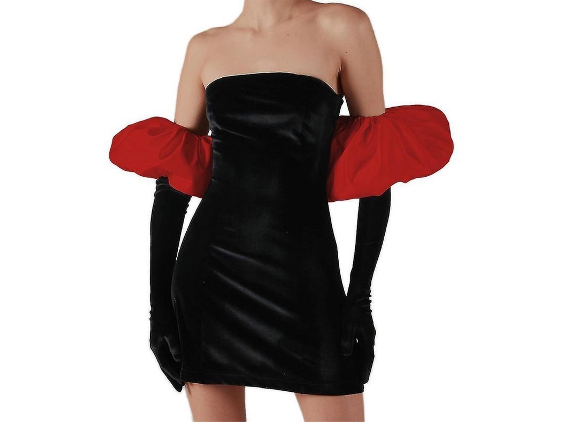 2026-vestido Sexy Bodycon De Manga Volante Con Guantes Para Mujer Bme S Rojo