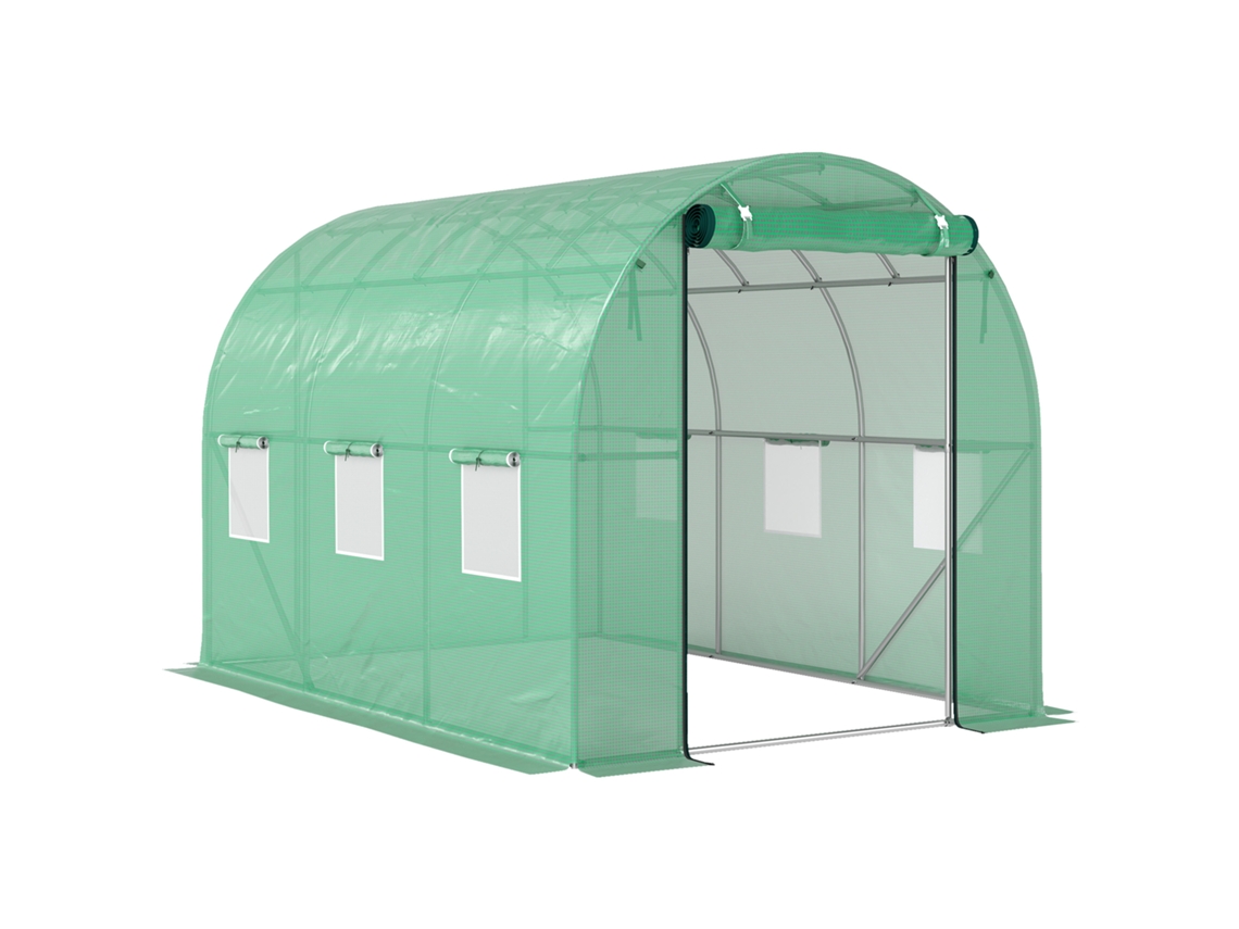 Invernadero Aprox. 3x2x2 M,invernadero Túnel Con 6 Ventanas,puerta Enrollable,paredes Laterales Enrollables,túnel Polietileno Resistente A Los...