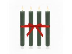 Relaxdays Velas Led, Set De 4, Al X Ø: 25 X 2 Cm, Llama Parpadeante, Cera Real, Ranuras, Sin Llama, Caqui