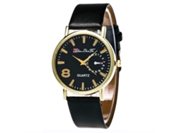 Reloj De Pareja De Cuero Pu Con Cuarzo Y Dial Redondo Zhoulianfa Sport Negro