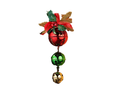 Adorno de Navidad ZMDECQNA Colgadores Puerta Cascabel Campana Colgante Cinta Rojo (24x16x9cm)