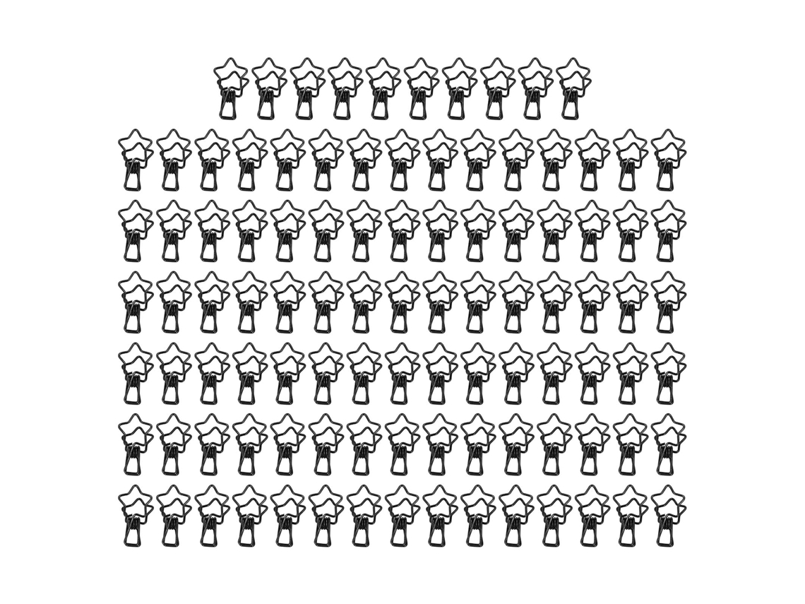 100 Clip De Papel En Forma De Estrella Cute Metal Pequeños Para Documentos Certificados Tickets Ropa Negro