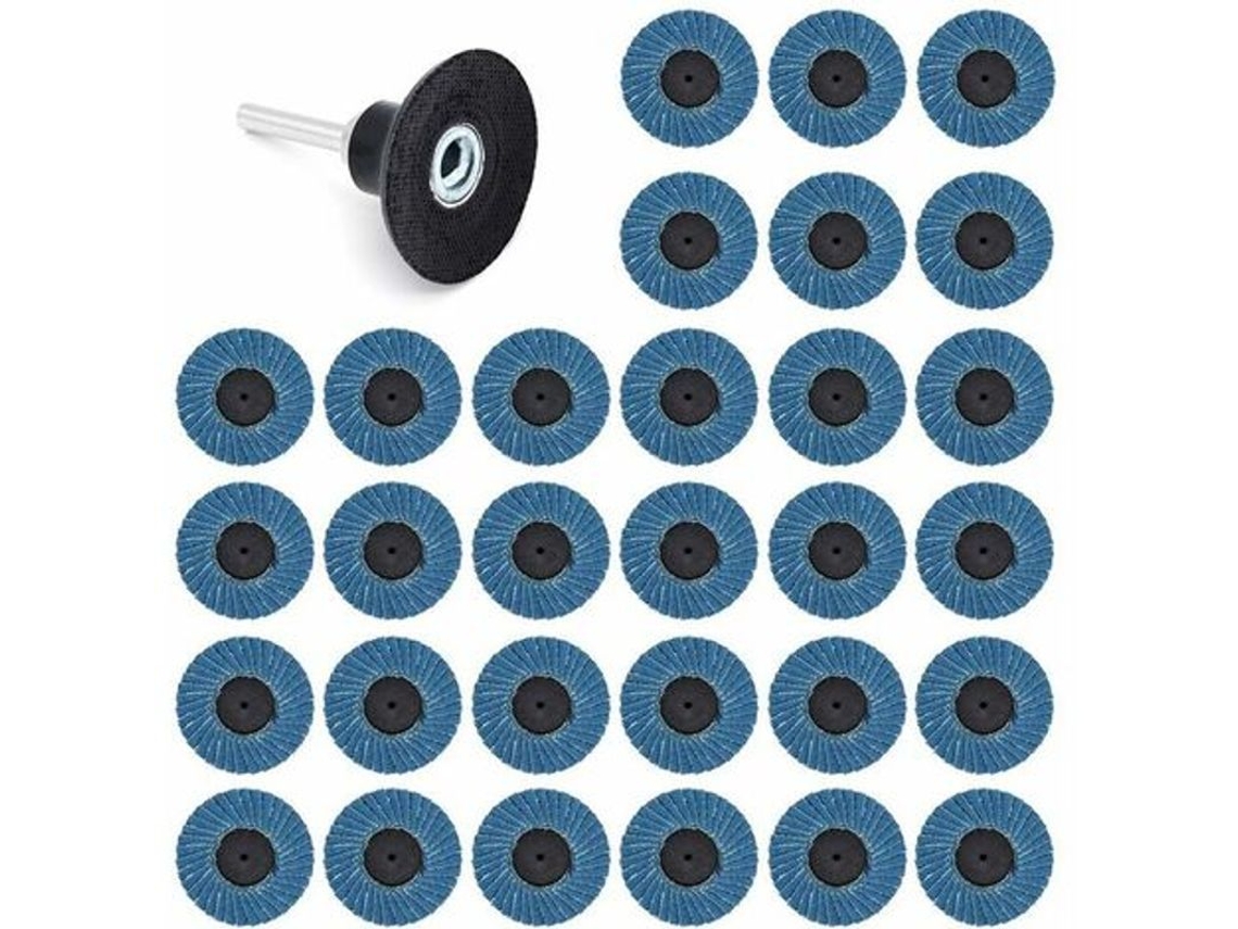 Kit De 31 Discos De Lijado De 50 Mm Con Granos 40, 60 Y 80 Para Herramientas Rotativas - Azul