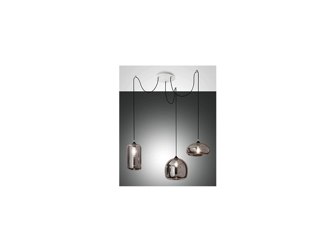 Lámpara colgante LED Fiona en metal y vidrio soplado ahumado 3496-47-126 FABAS LUCE