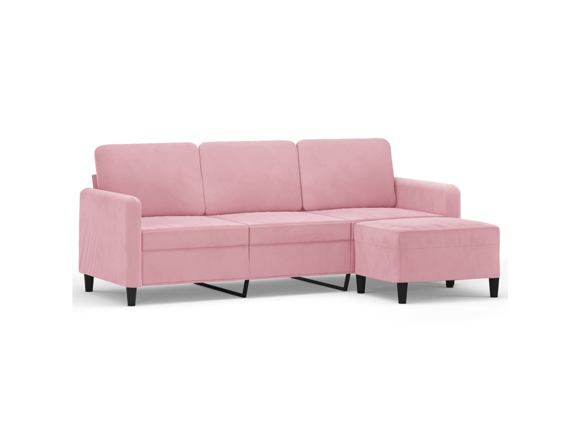 Maison Exclusive - Sofá De 3 Plazas Con Taburete De Terciopelo Rosa180 Cm