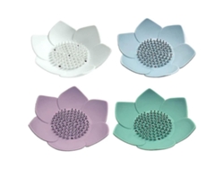 Juego de 4 jaboneras de silicona para baño, con forma de flor, Mdug