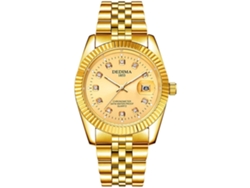 Reloj de pulsera resistente al agua con diseño de diamantes para hombre con fecha, dorado