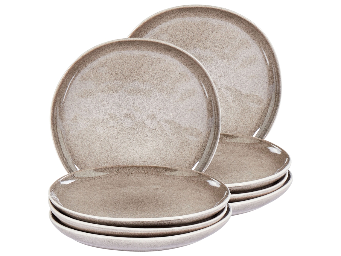 Juego de 8 platos de postre Costmary en cerámica gris de Beliani