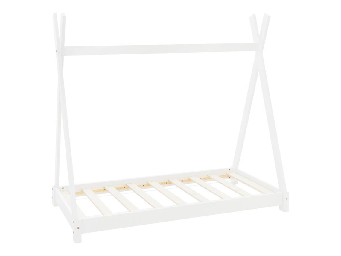 Cama infantil tipi ML-Design 70x140 cm color blanco con protección anticaída y somier