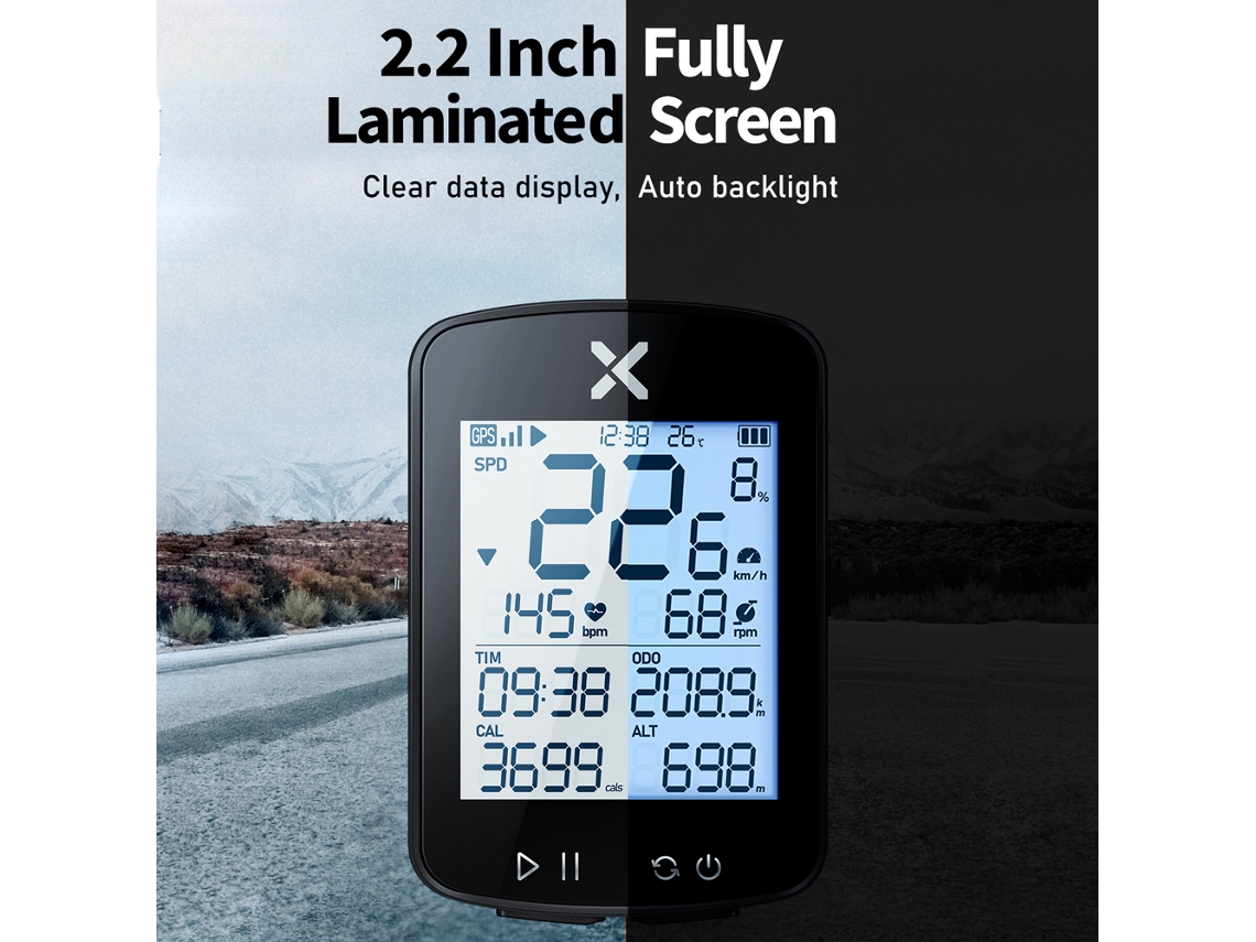 Omni-velómetro De Bicicleta Impermeable Con Navegación Ruta, Cronómetro Y Control App Móvil Pantalla Completa