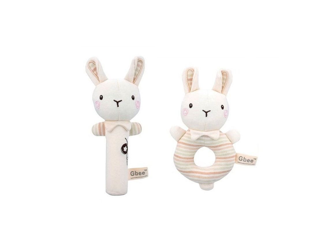 Sonajero De Mano De Algodón Orgánico (conejo) Juguete Relajante Para Bebés Sonajero Para Bebés