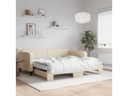 Sofá Cama Nido Con Colchón Tela Crema 100x200 Cm