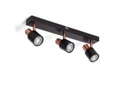 Lámpara De Techo Orientable Metal 3 Focos Ciro Black Rose Large Preto