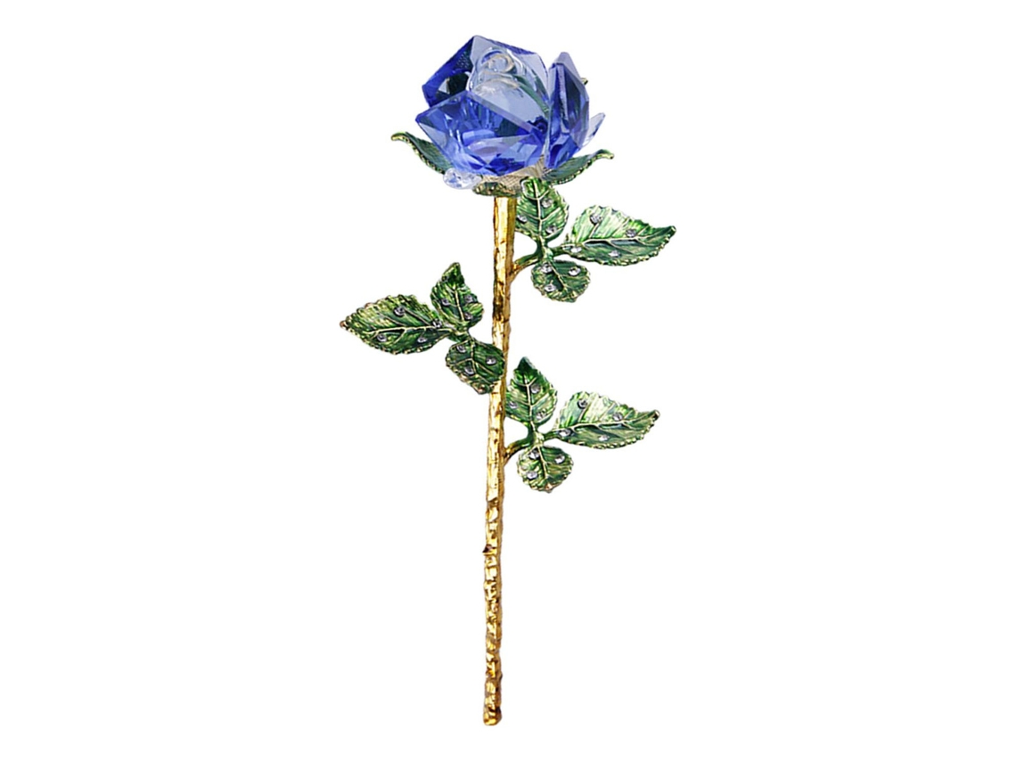 Figura de flor de rosa de cristal con diamante azul, regalo slowmoose