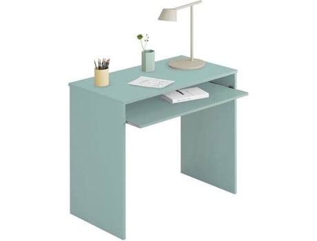 Mesa De Ordenador con bandeja escritorio juvenil modelo ijoy color verde acqua medidas 90 cm ancho 54 fondo 79 alto habitdesign 90x79x54