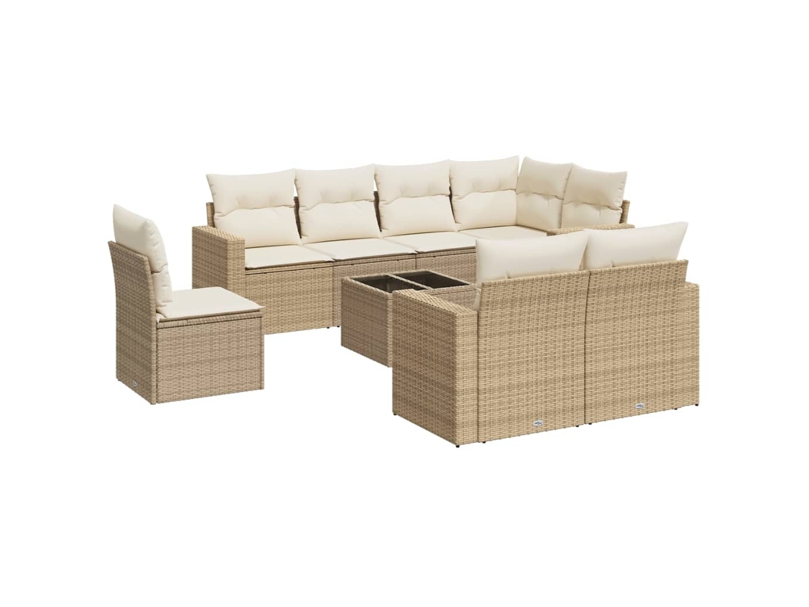 Maison Exclusive - Set De Sofás De Jardín 9 Pzas Con Cojines Ratán Sintético Beige