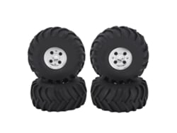 Ymsl 4 Piezas Neumáticos De Rc Crawler Con Llanta De 1 Pulgada Neumáticos De Goma De Escalada Para Axial 1/24 Scx24 Rc Crawler Plata Hxl