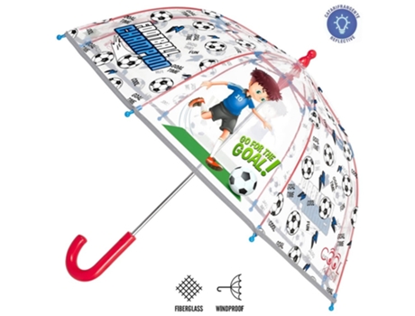 Paraguas Infantil Campana Fútbol Manual Antiviento 67 Cm