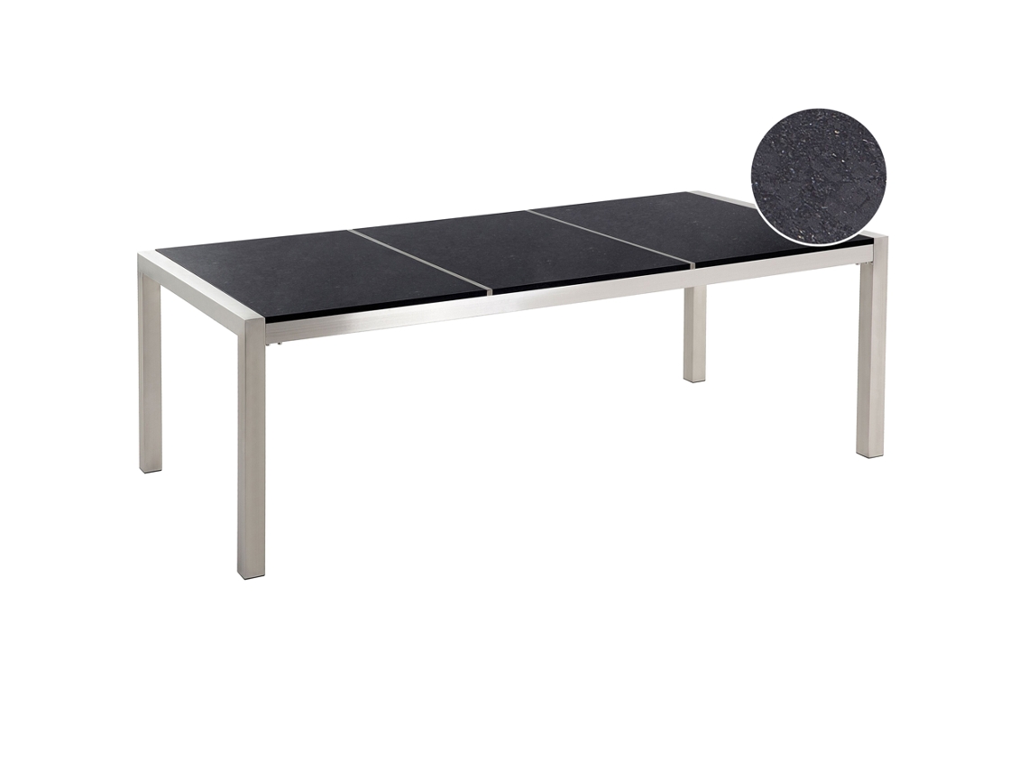 Mesa de comedor para 8 personas BELIANI Grosseto de Granito, Acero inoxidable Negro 100x220x74