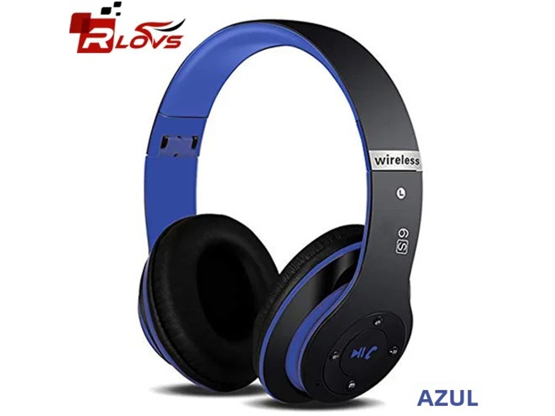 Audífonos deportivos inalámbricos Bluetooth 5.0, plegables, con altavoz, micrófono y cancelación de ruido. Mdug (negro/azul)